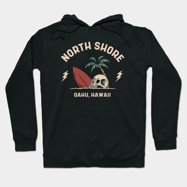 Vintage Surfing North Shore Oahu Hawaii // Retro Surf Skull Hoodie by Now Boarding